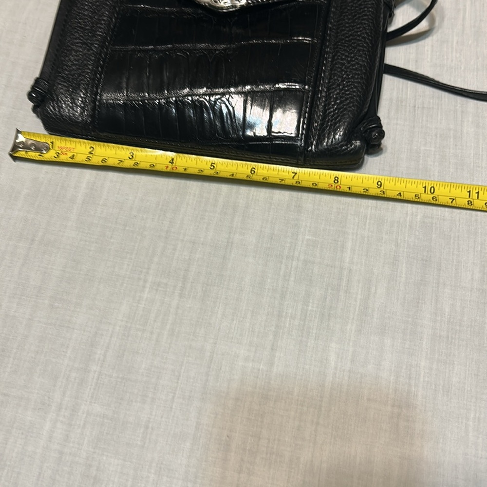 Brighton Croc Black Leather Crossbody Bag - Picture 9 of 10